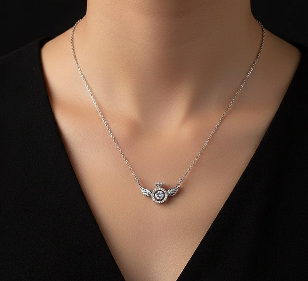 Silver Angle Wing Necklace