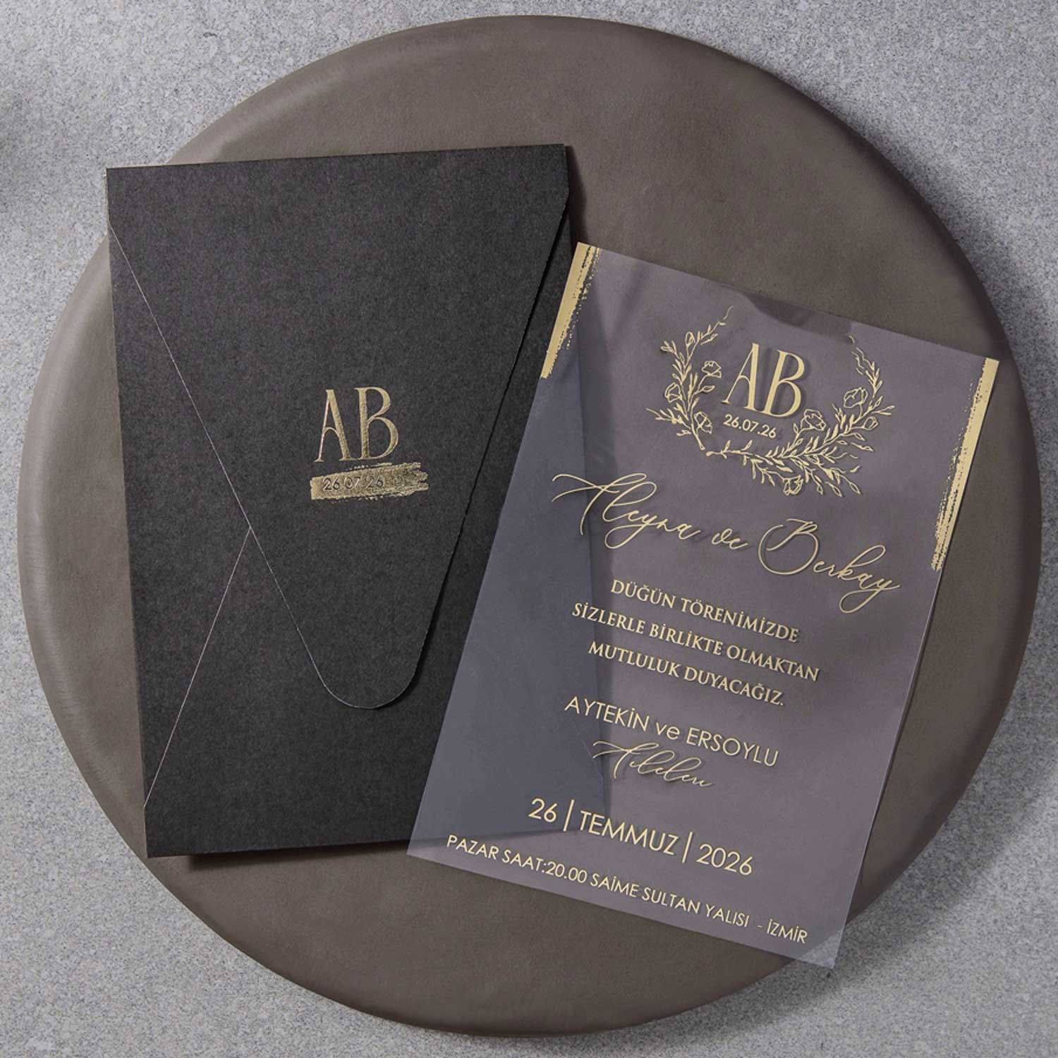 7081 fenomen şeffaf düğün davetiyesi