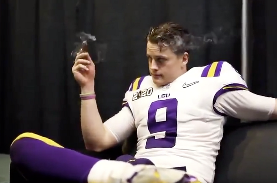 Joe Burrow celebrated his National Championship with a premium cigar.