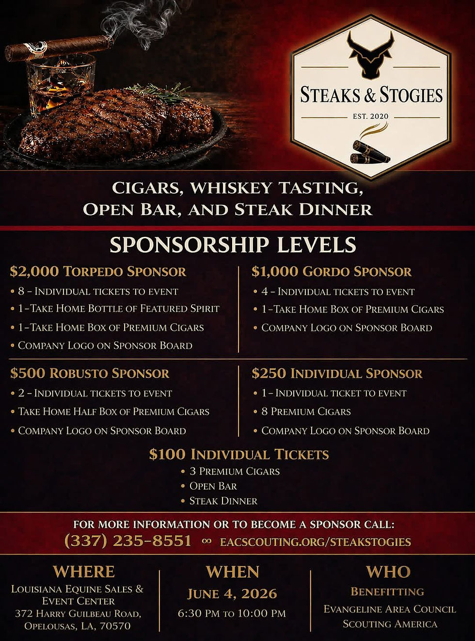 steaks and stogies sponsorship levels