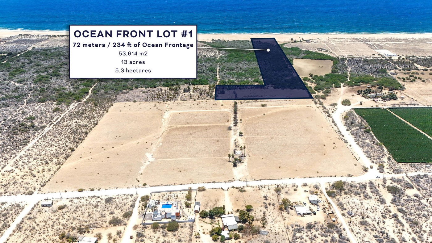 Las Playitas oceanfront parcel, Todos Santos, seen from above