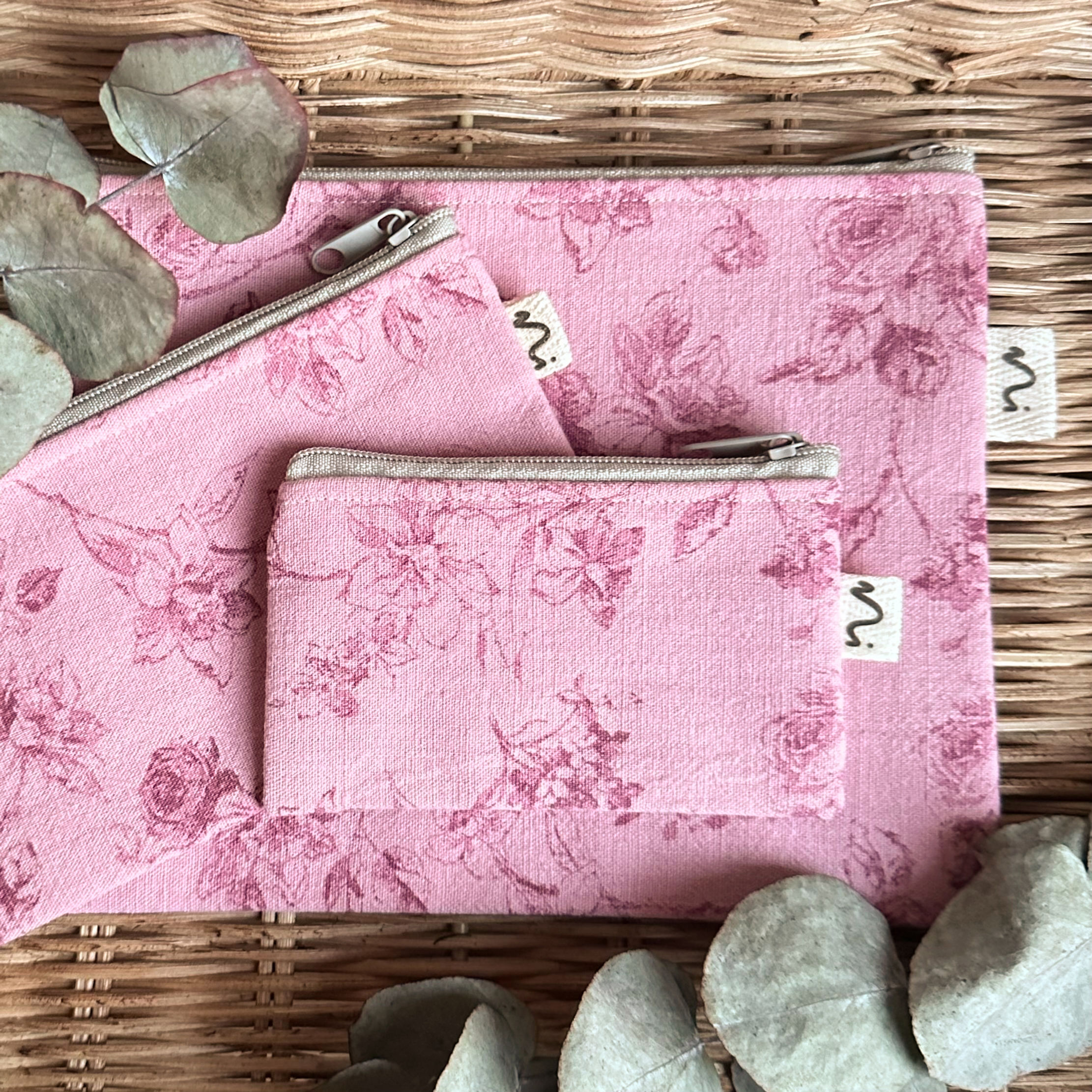 Stofftäschchen floral, rosa