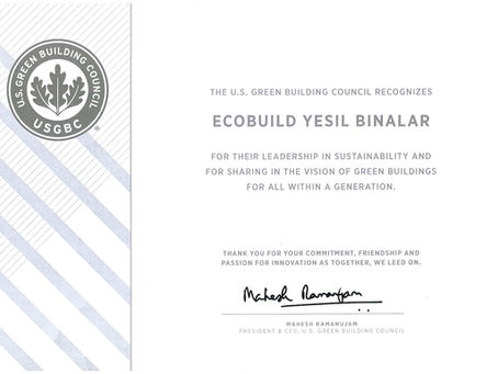 ECOBUILD, USGBC Tarafından Yeşil Bina Lideri Olarak Ödüllendirildi