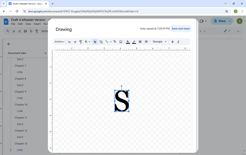 Adding a drop cap to your novel in Google Docs