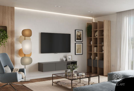 Стелаж для книг та підвісна тумба під телевізор