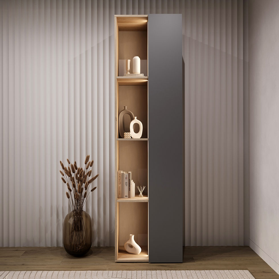 Шафа колір корпусу дуб Кастелло медовий з текстурою глибокого тиснення, колір фасаду - сірий графіт.