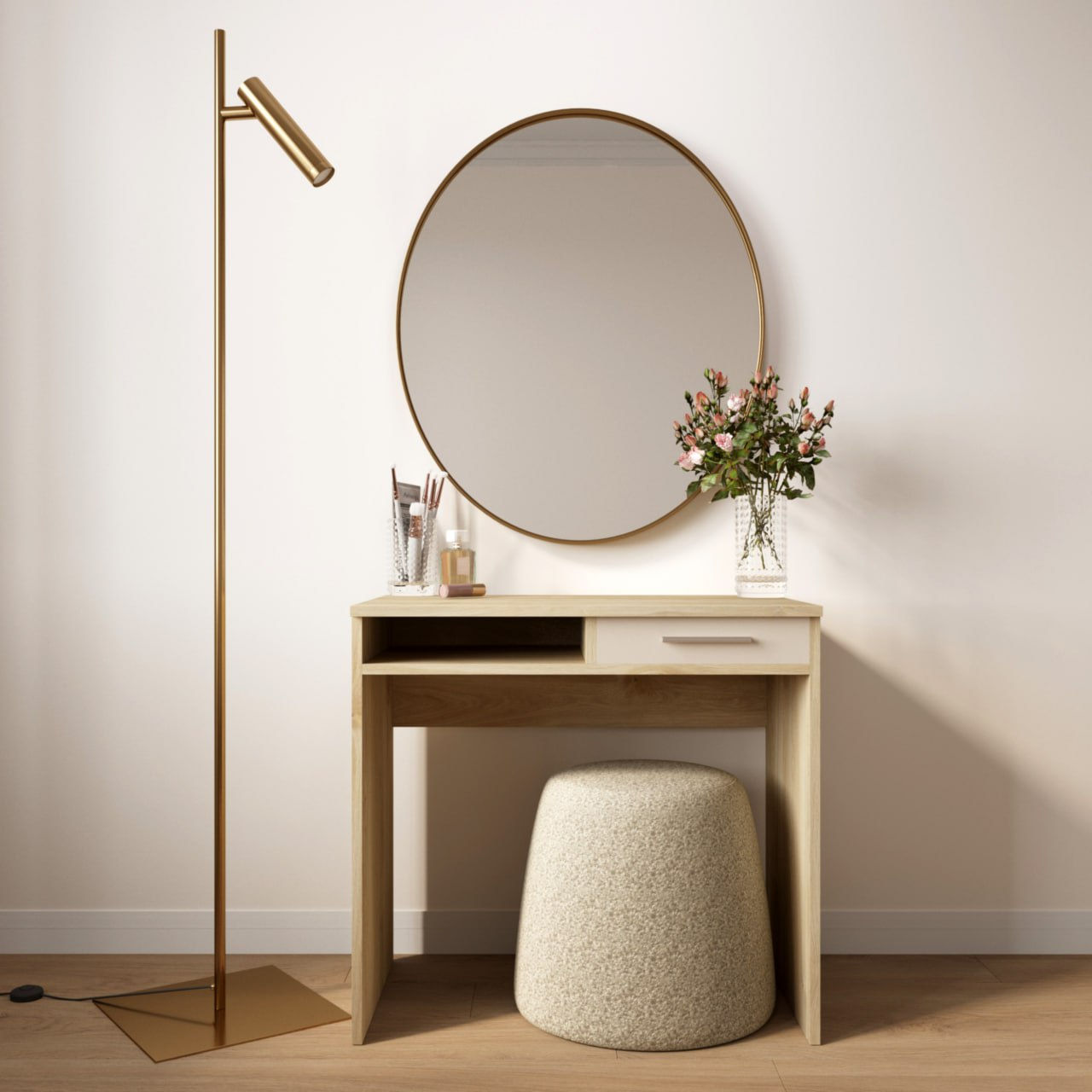 Стіл для роботи вдома білого кольору.