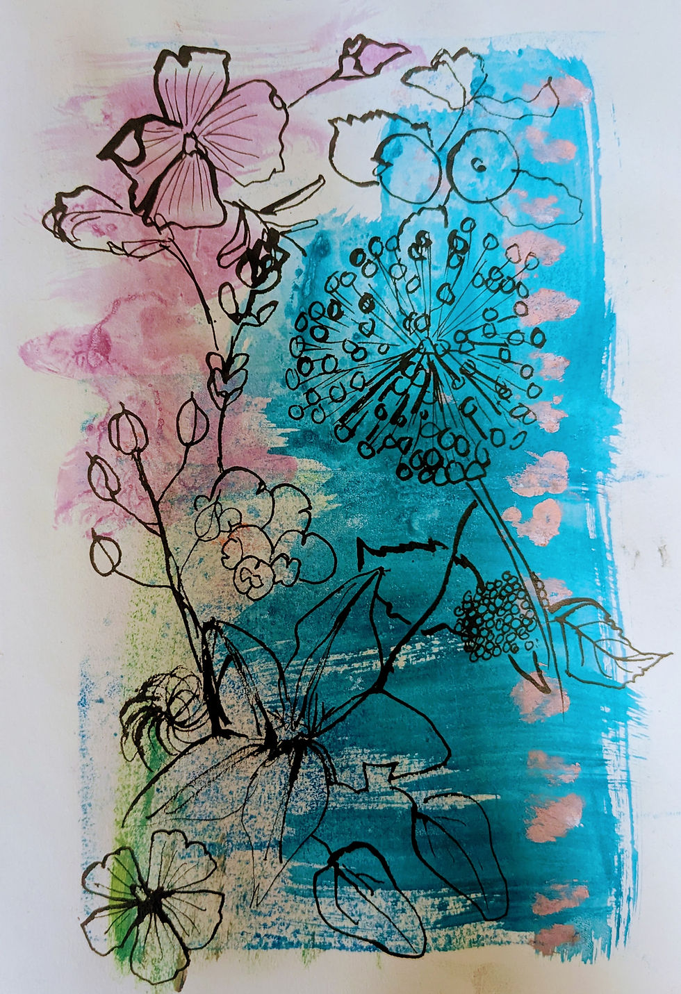 Flowers in the garden sketched during my lunch break