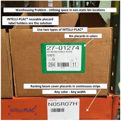 INTELLI-PLAC label holder strips for racking, warehousing