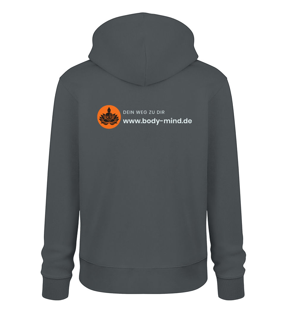 Miniaturbild: Body-Mind Logo - Unisex bio Hoodie back print weiß