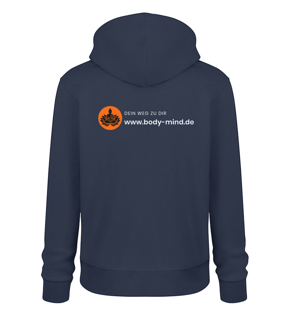 Miniaturbild: Body-Mind Logo - Unisex bio Hoodie back print weiß