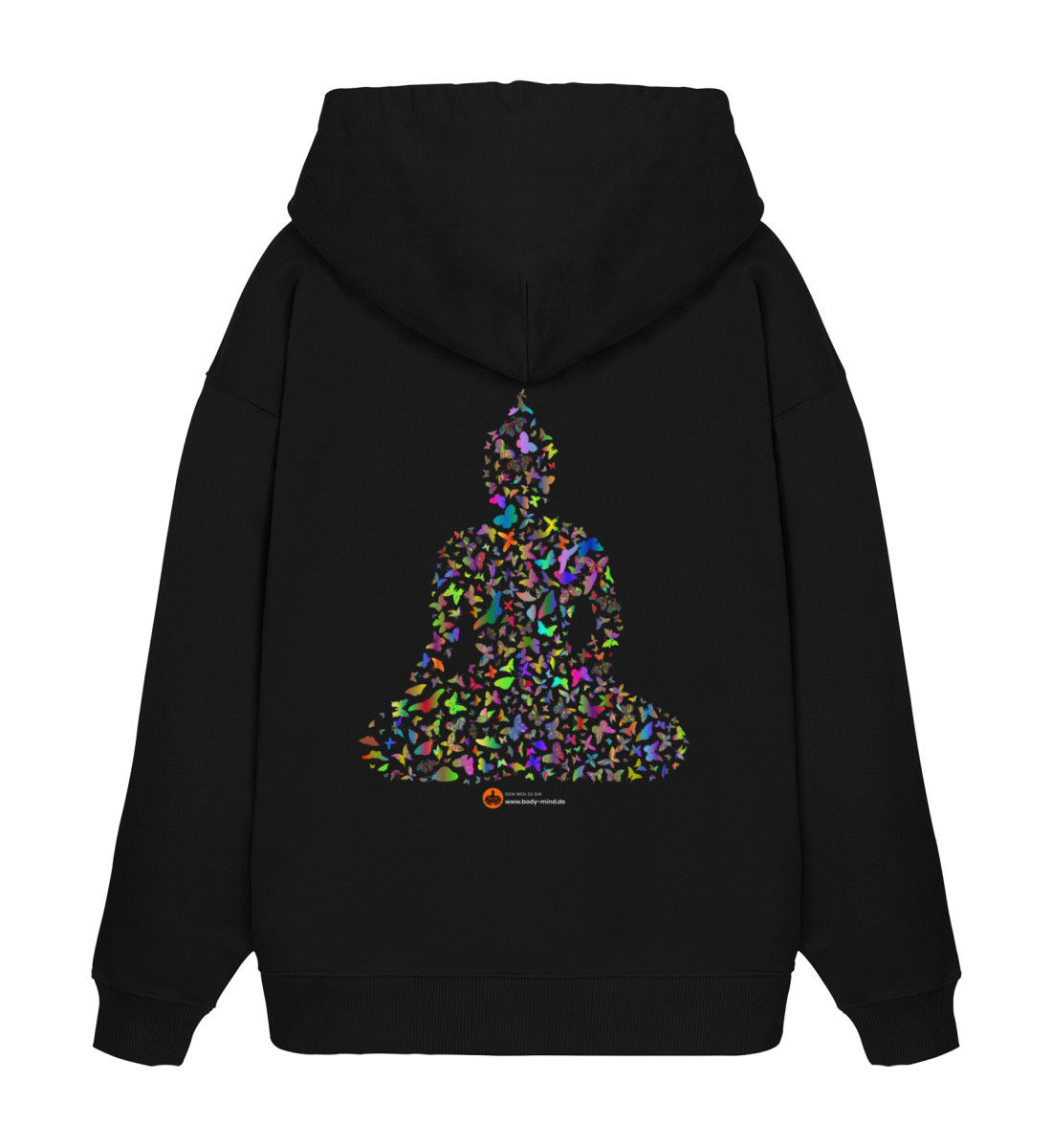 Schmetterling Buddha - Unisex Oversize bio Hoodie back print weiß