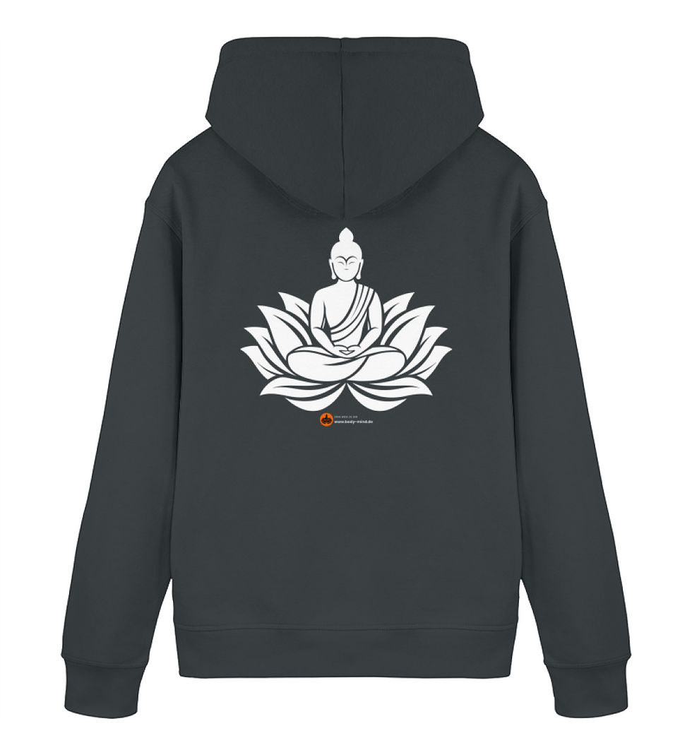 Miniaturbild: Buddha Blüte - Unisex Basic bio Hoodie back print weiß