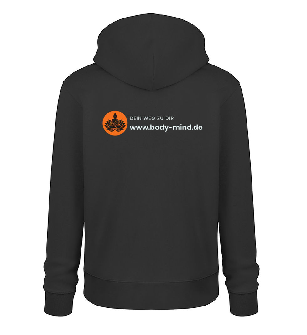 Miniaturbild: Body-Mind Logo - Unisex bio Hoodie back print weiß