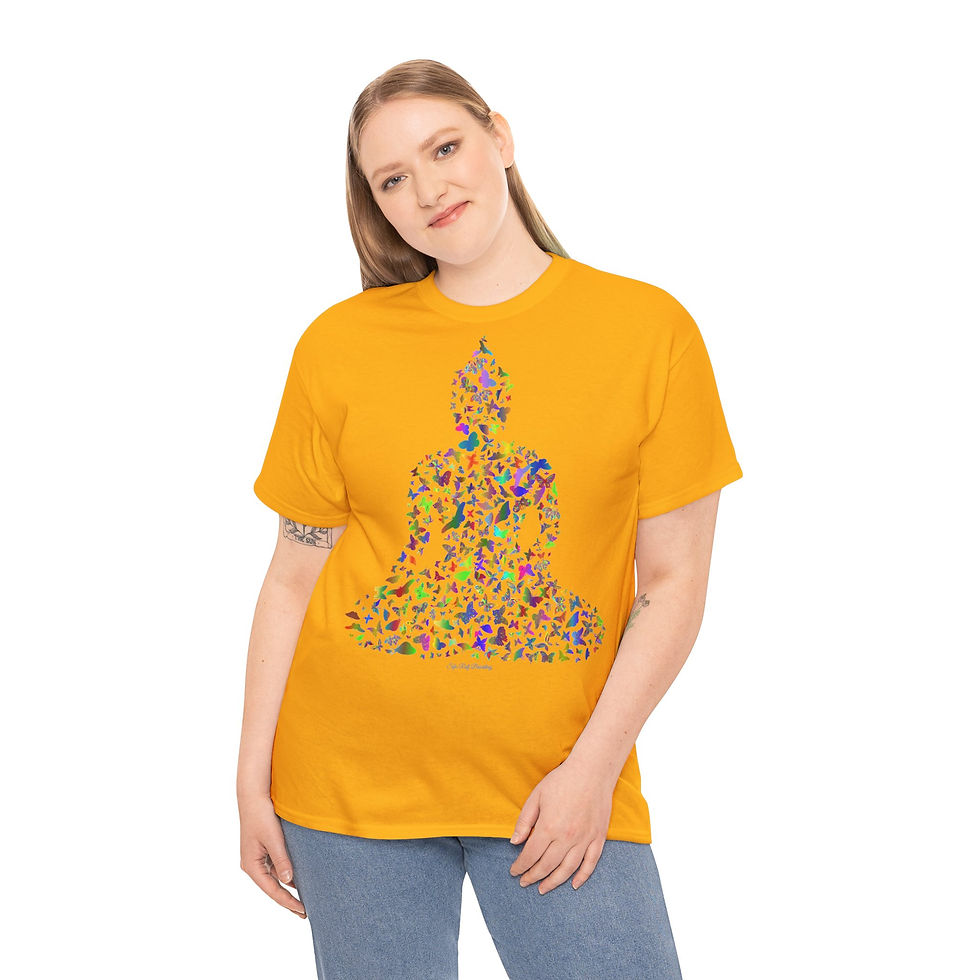 Miniaturbild: Schmetterling Buddha, Unisex, schweres Baumwoll-T-Shirt, front print