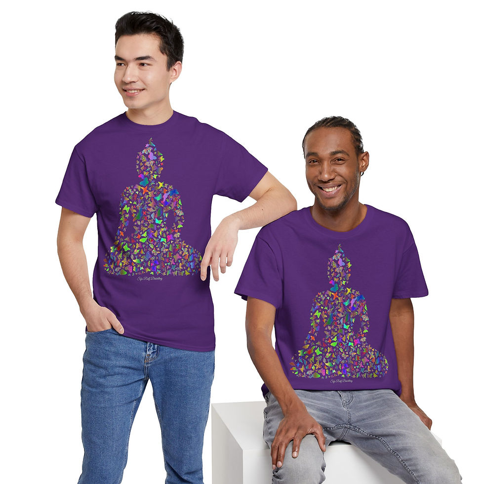 Miniaturbild: Schmetterling Buddha, Unisex, schweres Baumwoll-T-Shirt, front print