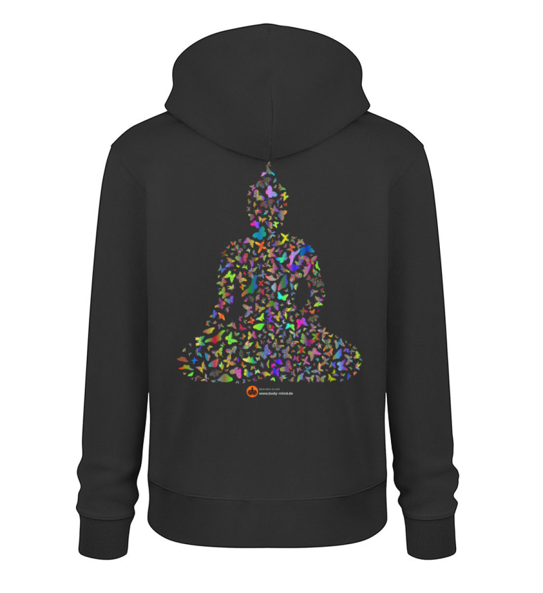 Schmetterling Buddha - Unisex bio Hoodie back print weiß