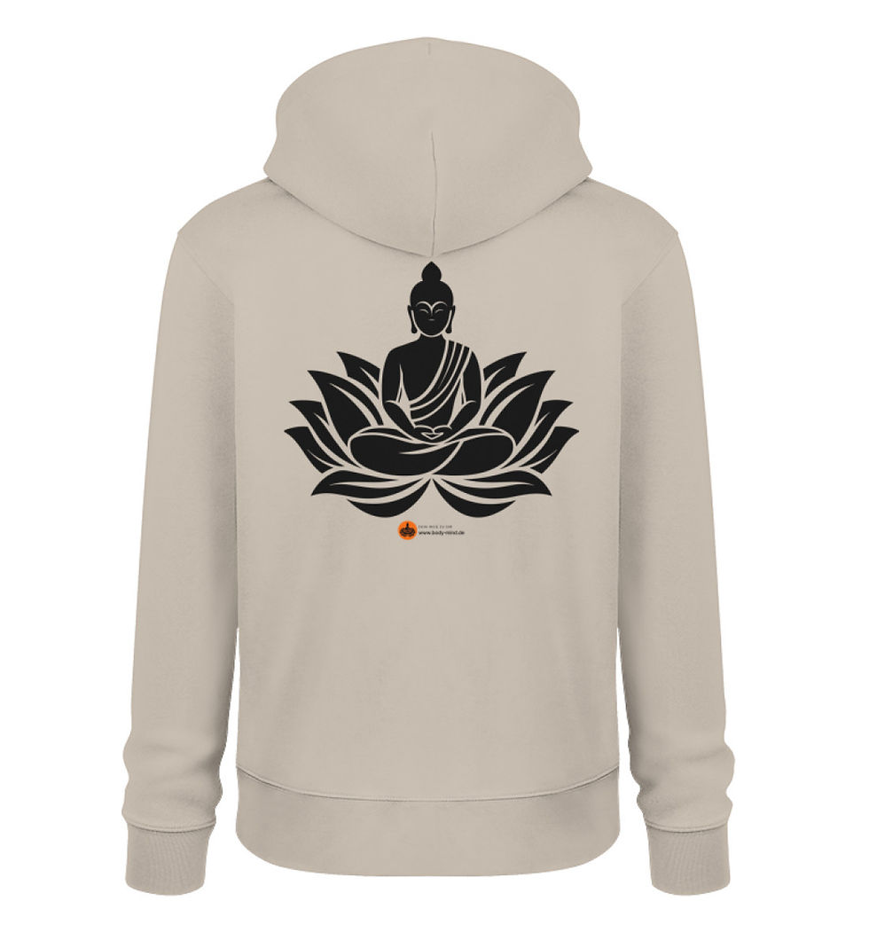Miniaturbild: Buddha Blüte - Unisex bio Hoodie back print schwarz