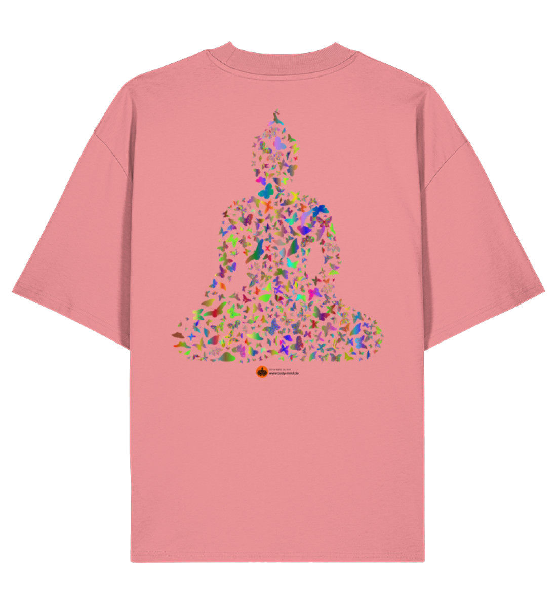 Schmetterling Buddha - Unisex Bio Übergrößenshirt back print schwarz