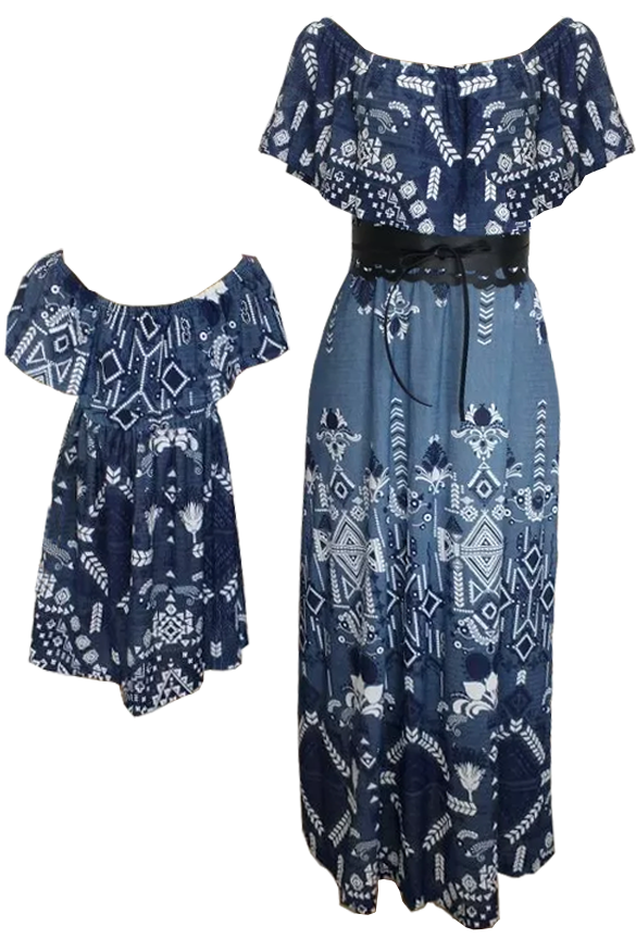 Conjunto mãe e filha azul