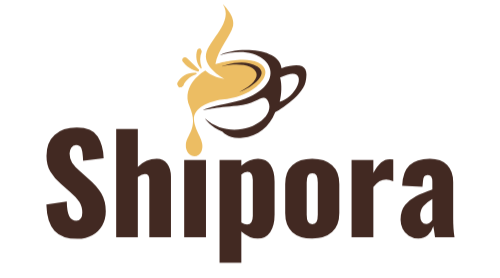 Shipora logo with a steaming coffee cup