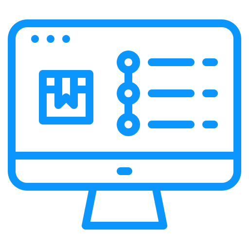 Computer monitor icon showing package tracking status