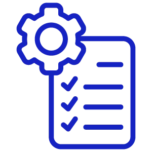 Gear icon over a checklist with checkmarks