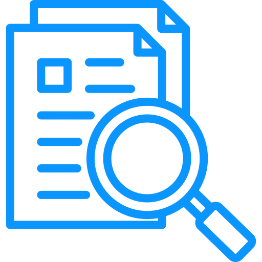 Magnifying glass over documents for visa application review