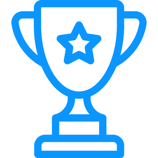 Blue trophy icon with a star representing travel rewards