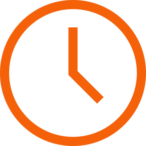 Orange clock icon representing corporate travel time