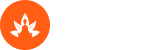 Yogabees logo, orange meditating figure