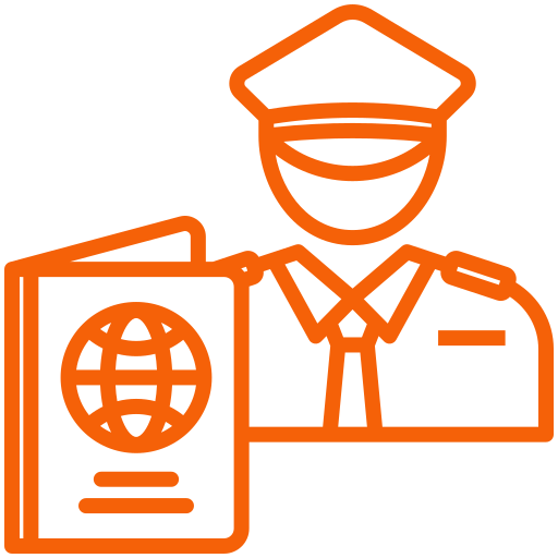 Icon of an immigration officer checking a passport