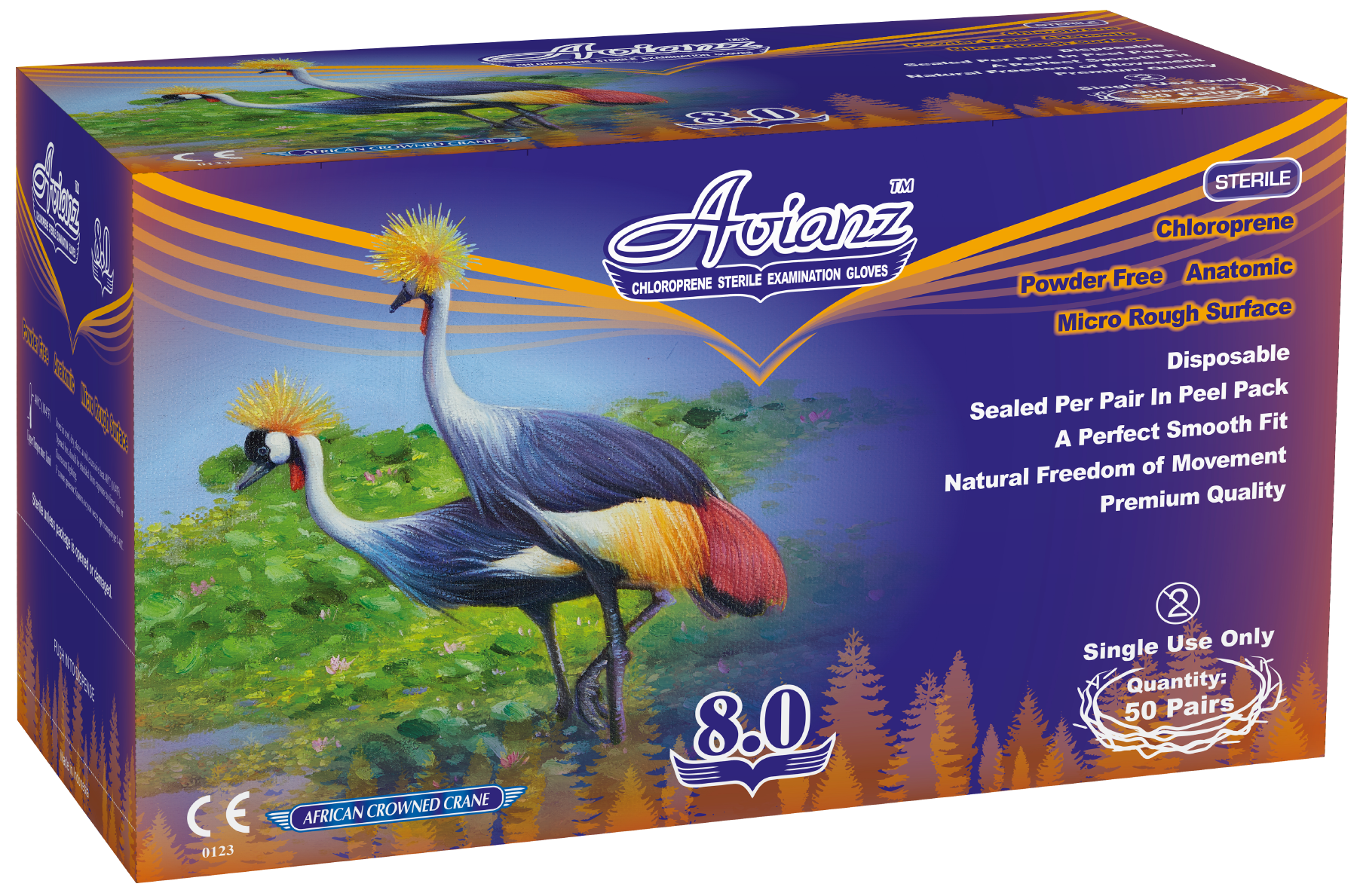 Avianz Chloroprene Powder Free Textured Sterile Surgical Gloves