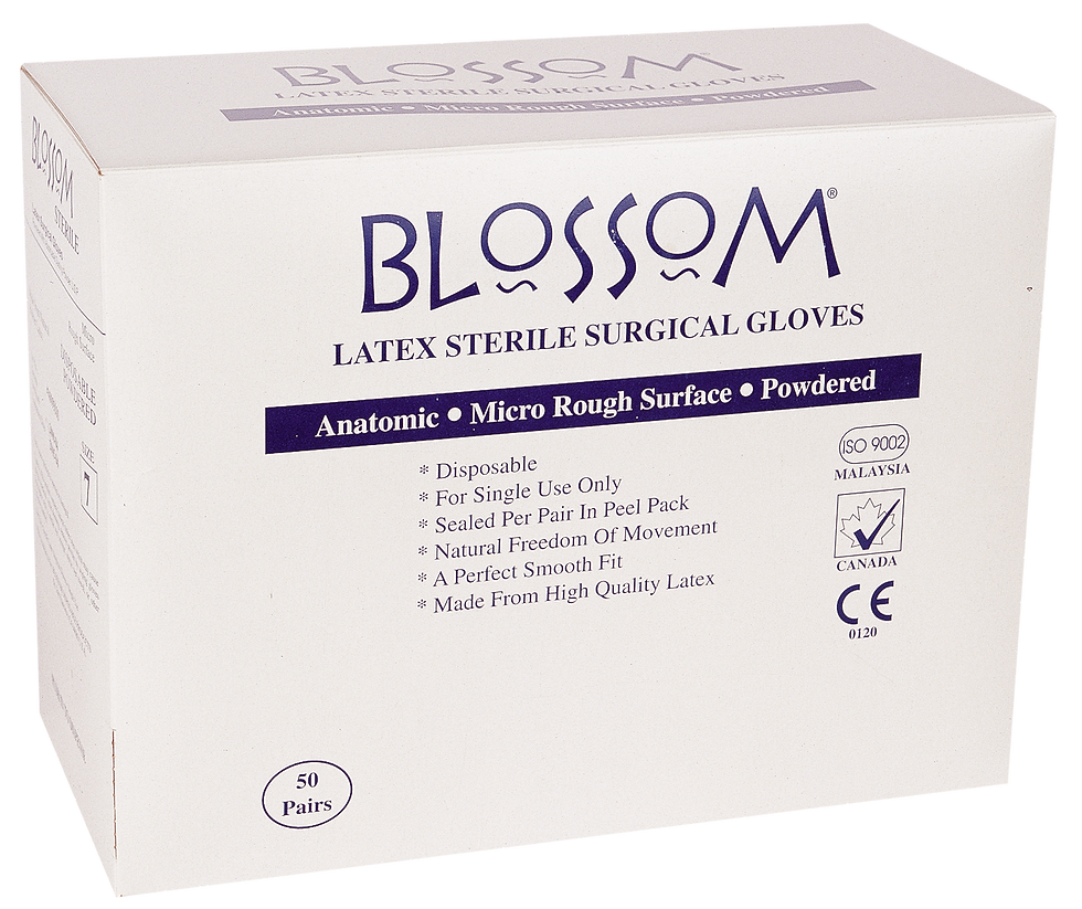 Thumbnail: Blossom Latex Powdered Textured Sterile Surgical Gloves - 280mm (FOR NON-USA)