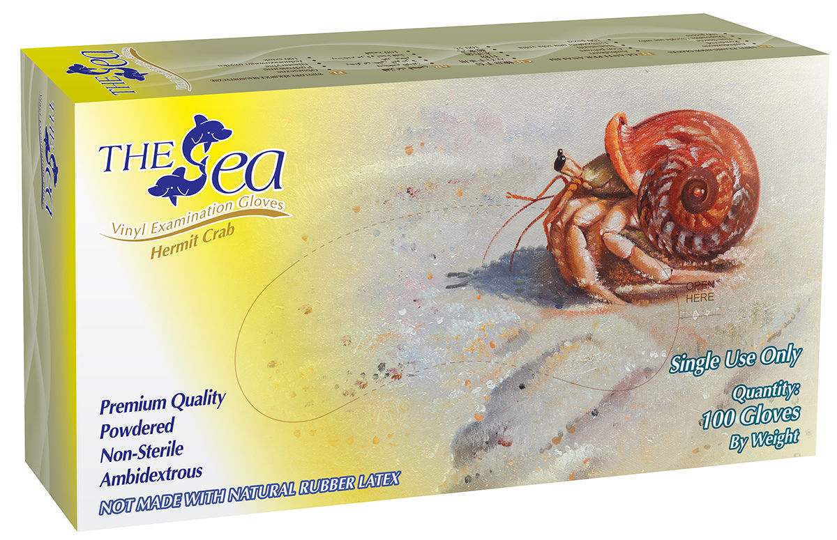 The Sea Vinyl Powdered Exam Gloves (NON-USA)