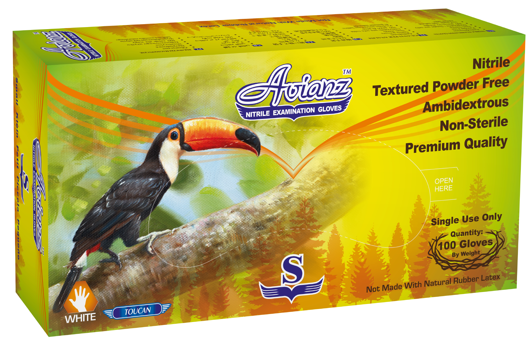 Avianz White Nitrile Powder Free Textured Exam Gloves