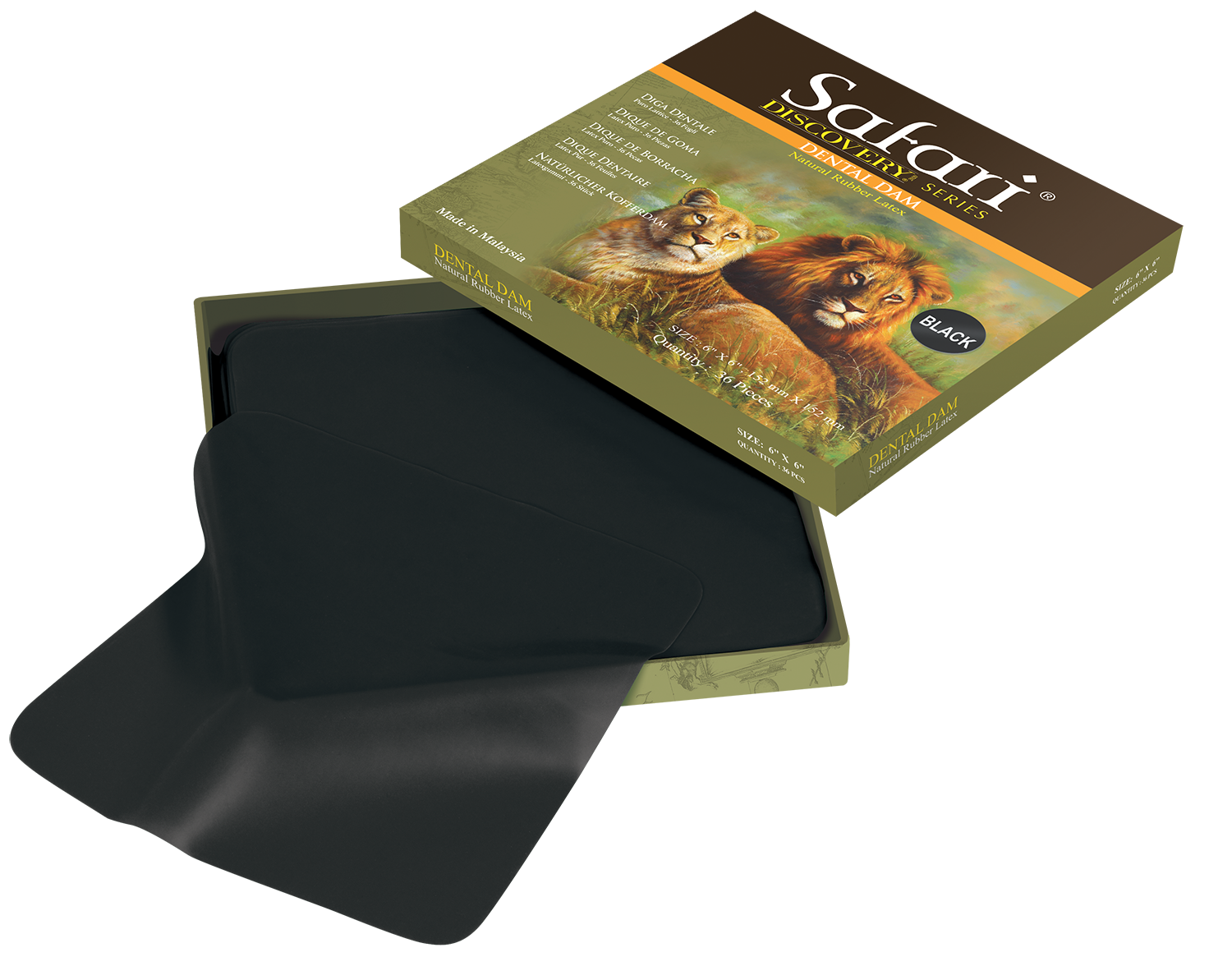Safari Black Rubber Dental Dam - Natural Rubber Latex