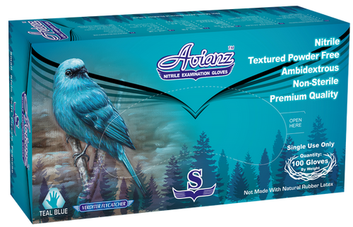 Avianz Teal Blue Nitrile Powder Free Textured Exam Gloves | Avianz