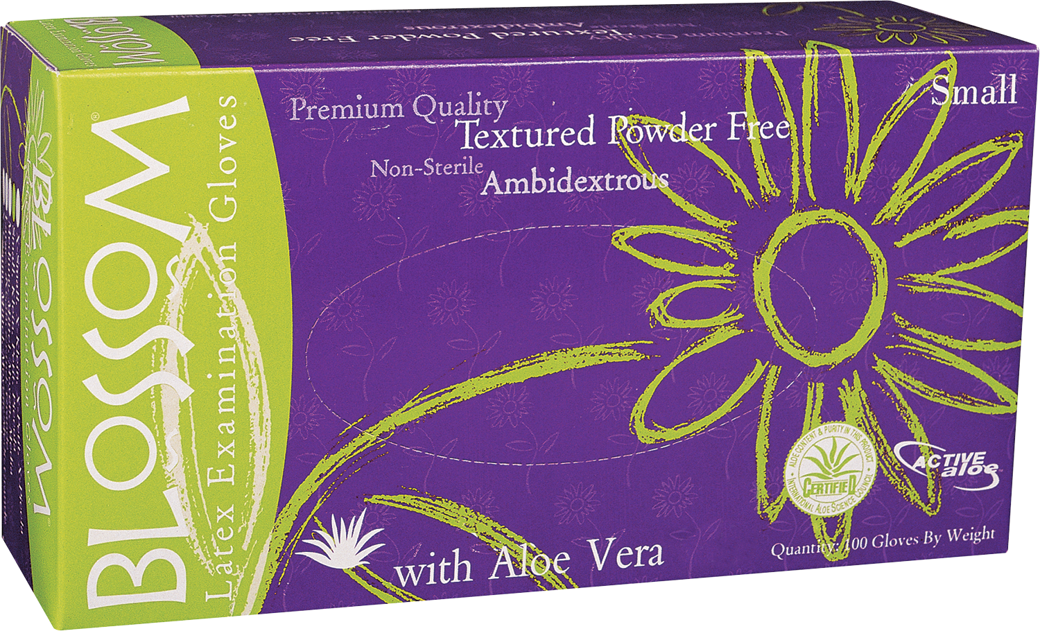 Blossom Latex Powder Free Textured Exam Gloves with Aloe Vera