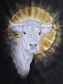 Tableau peinture acrylique vache Léonore par Willène Pilate, artiste animaliste
