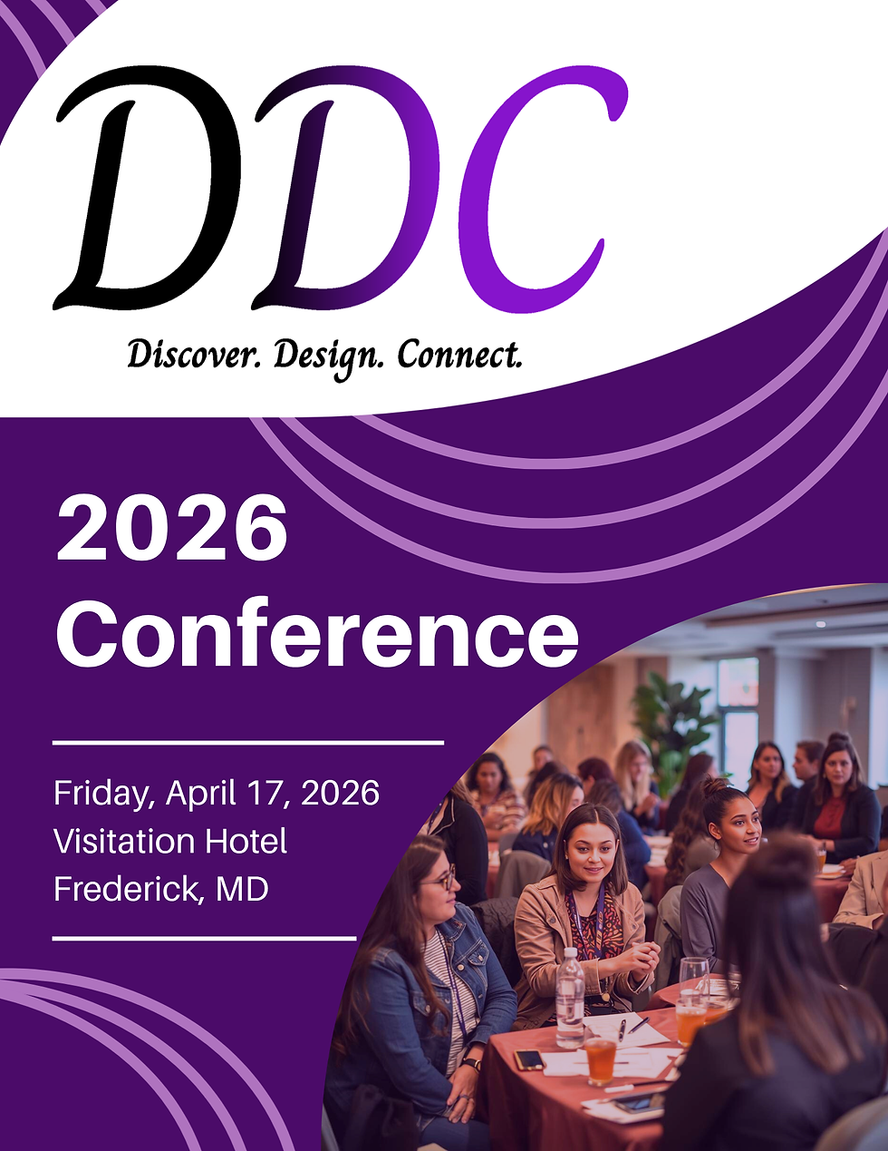 The cover for the digital program that we deigned for the 2026 Design, Discover, and Connect women's conference.