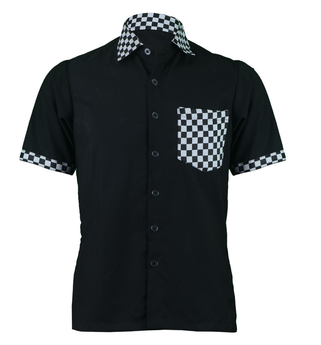 Uniform-style short-sleeved shirt - Black