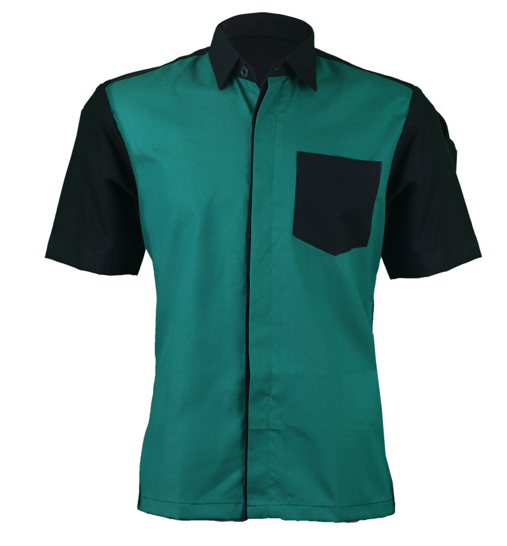 Uniform-style short-sleeved shirt - Green