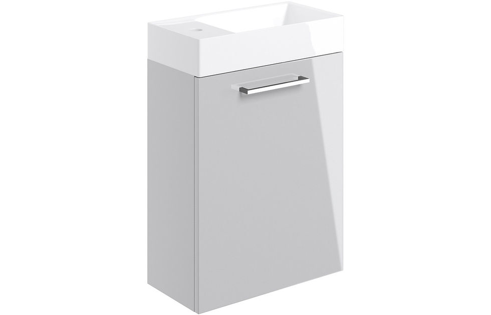 Thumbnail: Blaeu25 410mm Wall Hung 1 Door Basin Unit & Basin - Grey Gloss