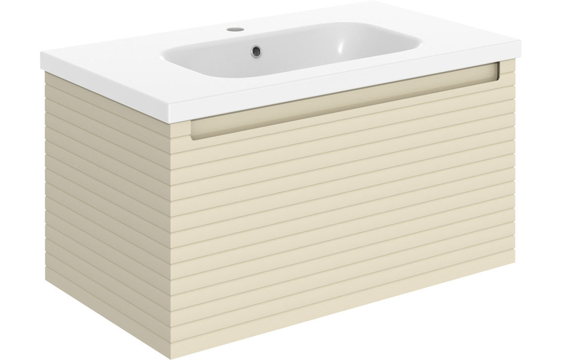 Blaeu 100 815mm Wall Hung 1 Drawer Basin Unit & Basin - Matt Cotton