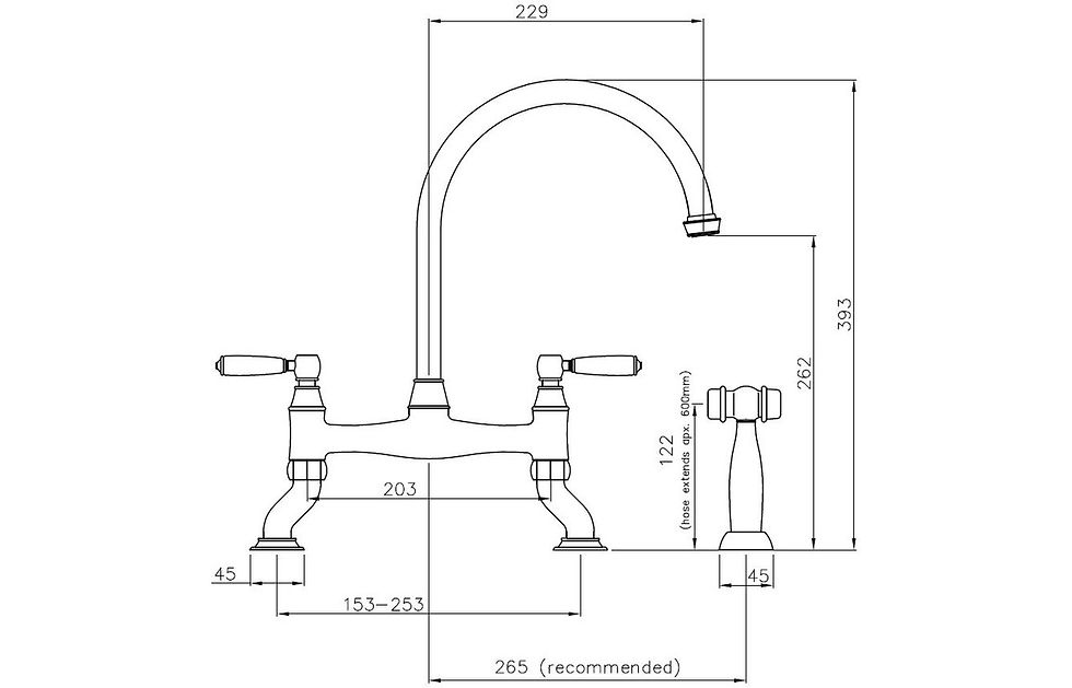 Thumbnail: Abode Astbury Bridge Mixer Tap w/Handspray - Forged Brass