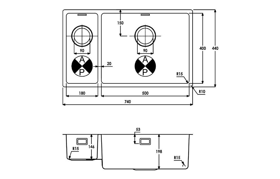 Thumbnail: Abode Matrix R15 Large 1.5B RHMB Undermount/Inset Sink - St/Steel
