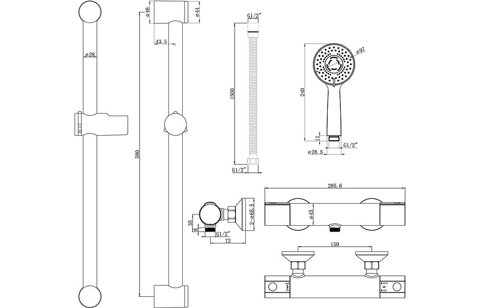 Thumbnail: Blaeu 155 Cool-Touch Thermostatic Bar Mixer Shower