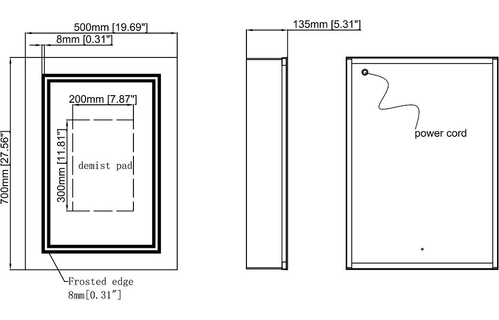 Thumbnail: Blaeu 144 500mm 1 Door Front-Lit LED Mirror Cabinet