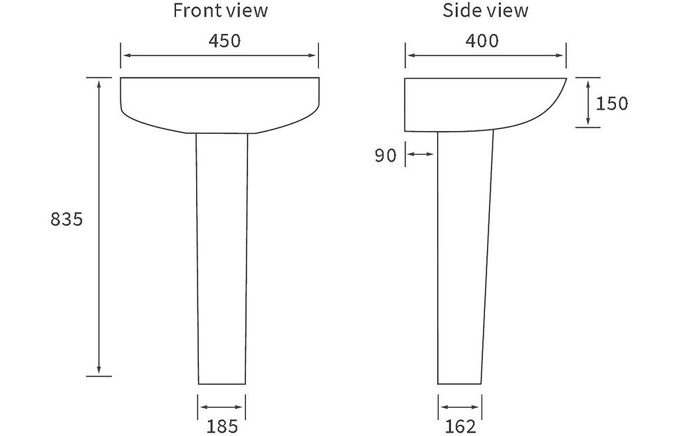Thumbnail: Blaeu 20 450x400mm 1TH Basin & Full Pedestal